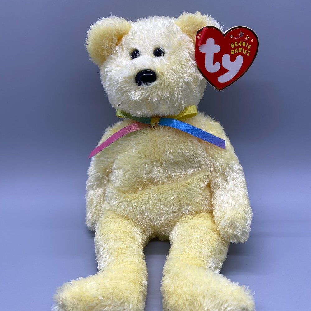 Ty Beanie Babies 2001 Yellow Sherbet Bear Stuffed Bean Bag Plush Toy
